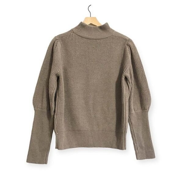 Pearl By Lela Rose Blouson Sleeve Wool Sweater, Size M, Dark Taupe Color - Picture 3 of 13